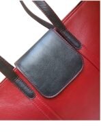 Red and Black Leather Handbag for Women | Full-Grain Cowhide Tote Bag|Valentine’s Gift