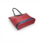 Red and Black Leather Handbag for Women | Full-Grain Cowhide Tote Bag|Valentine’s Gift