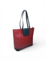 Red and Black Leather Handbag for Women | Full-Grain Cowhide Tote Bag|Valentine’s Gift