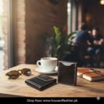 Black Leather Card Holder| Slim Card Holder with Magnetic Closure