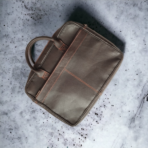 Coffee Brown Goat Leather Laptop Bag messenger – 15″ Work Briefcas