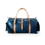 Navy Leather Duffel Bag weekender Premium Cow Pull-Up Travel Holdall