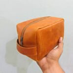 Tan Leather Toiletry Bag | Genuine Cow Leather Travel accesories