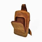 Mustard Crazy Horse Leather Sling Crossbody Bag