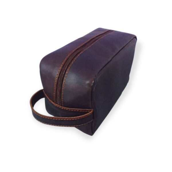 Leather Toiletry and cosmetic Bag Coffee Brown Cow Leather Travel Pouch