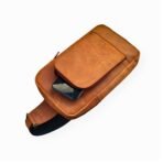 Mustard Crazy Horse Leather Sling Crossbody Bag