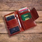 Chestnut Leather Travel Wallet | Premium Passport & Document Organizer