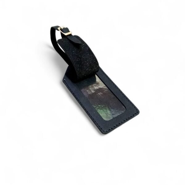 Handmade Premium Black Leather Luggage Tag Personalized Travel Identifier