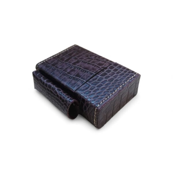 Deep Purple Crocodile Embossed Leather Cigarette case | Tobacco Cover with Lighter Pouch (Copy)