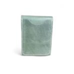 Olive Green Leather Card Holder| Slim Card Holder with Magnetic Closure