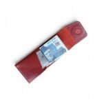 Red Leather Card Holder| Slim Card Holder with Magnetic Closure