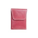 Red Leather Card Holder| Slim Card Holder with Magnetic Closure