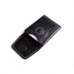 Black Leather Card Holder| Slim Card Holder with Magnetic Closure