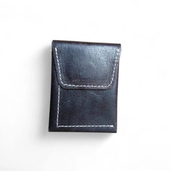 Black Leather Card Holder| Slim Card Holder with Magnetic Closure
