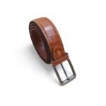 Crocodile Belt for Men Tan Embossed Leather 35mm Formal