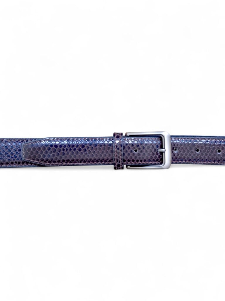 Snake Pattern Formal Belt for Men Dark Brown Embossed Leather 35mm