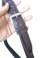 Snake Pattern Formal Belt for Men Dark Brown Embossed Leather 35mm