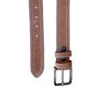 Casual Leather Belt for Men| Camel Brown Top Grain Buffalo Leather, Double Stitched, 40mm Wide
