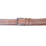 Casual Leather Belt for Men| Camel Brown Top Grain Buffalo Leather, Double Stitched, 40mm Wide
