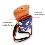 Floral Canvas and Cow Leather Crossbody Mobile Pouch