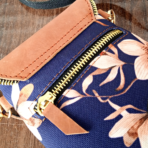 Floral Canvas and Cow Leather Crossbody Mobile Pouch