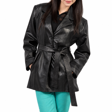 Black Leather Coat for Women