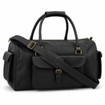 Black Leather Duffel Bag – Premium Men’s Travel & Gym Holdall