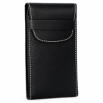 Black Leather glasses case| Textured Optical Cover with Flap Closure