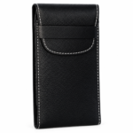Black Leather glasses case| Textured Optical Cover with Flap Closure