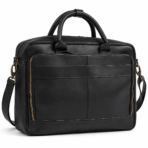 Black Leather Laptop Bag Briefcase 14", 15" & 16" Premium Cow Leather