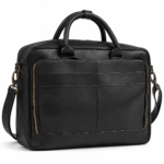 Black Leather Laptop Bag Briefcase 14", 15" & 16" Premium Cow Leather