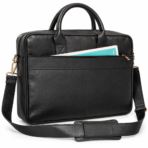 Black Leather Laptop Bag for Men | 15" Premium Messenger Work Bag