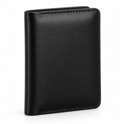 Black Leather Passport Cover | Slim Travel Wallet with Card & Cash Slo