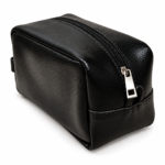 Black Leather Toiletry Bag - Shaving Kit - Cosmetic Pouch