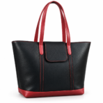 Black & Maroon Leather Tote Bag for Women | Dual-Tone Cowhide|Valentine’s Gift