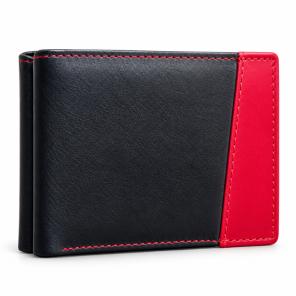 Black & Red Leather Wallet for Men