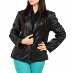 Black Women's Leather Coat Jacket