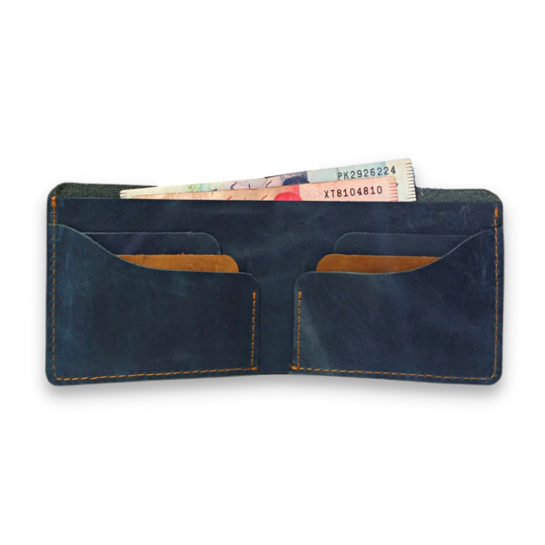 Leather Wallet for Men – Navy Slim Bifold