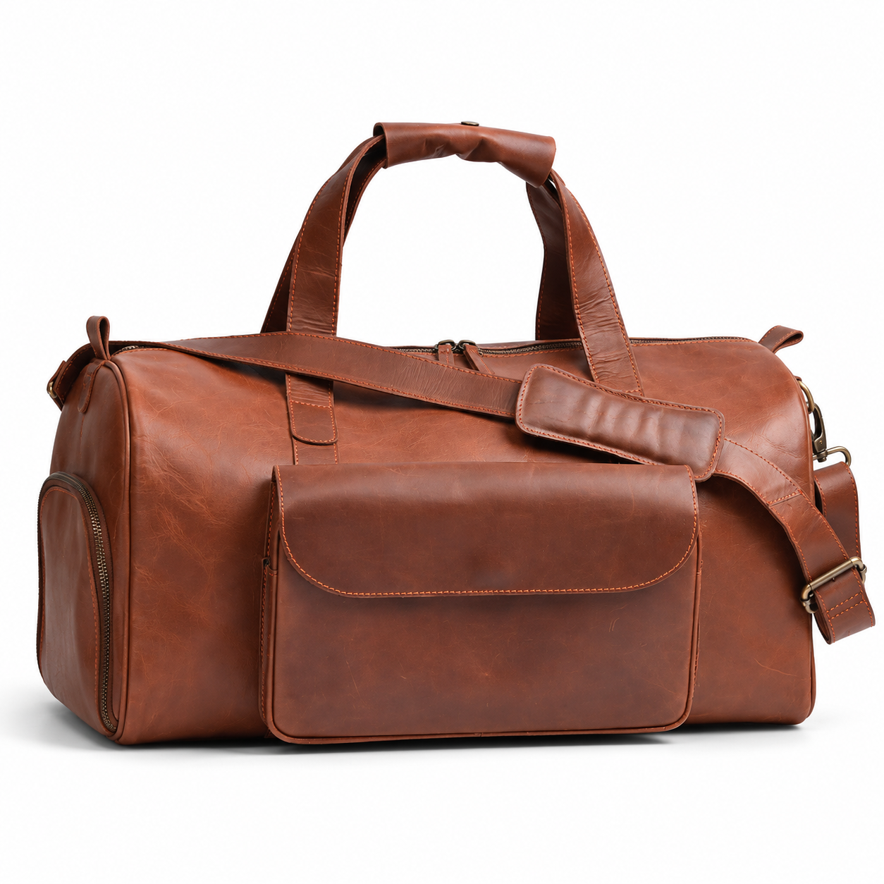 Camel Brown Premium Pull-Up Leather Duffle Bag Weekender Bag | Full-Grain Cowhide Camel Brown Premium Pull-Up Leather Duffle Bag Weekender Bag | Full-Grain Cowhide