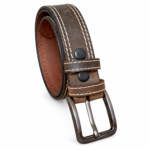 Casual Leather Belt for Men |Chocolate Brown Top Grain Buffalo Leather, Double Stitched, 40mm Wide | Sizes 32–44