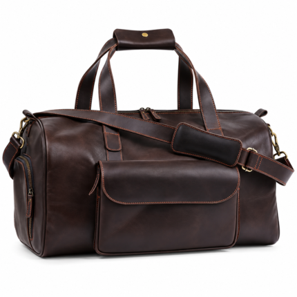 Choco Leather Duffel Bag | Premium Pull-Up Weekender & Travel Bag
