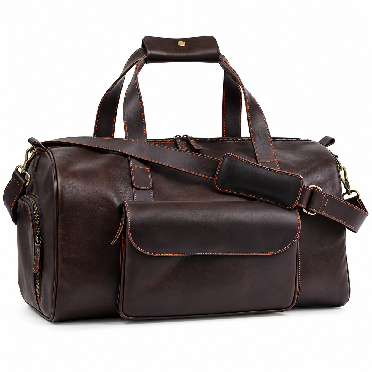 Choco Leather Duffel Bag | Premium Pull-Up Weekender & Travel Bag Choco Leather Duffel Bag | Premium Pull-Up Weekender & Travel Bag