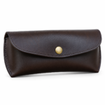 Choco Leather Eyewear Case | Slim Optical Cover with Button Closure