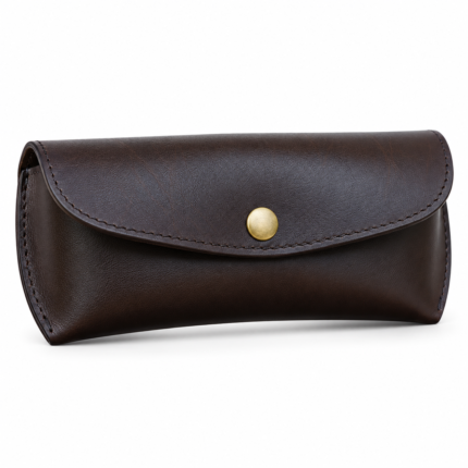 Choco Leather Eyewear Case | Slim Optical Cover with Button Closure