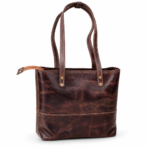 Cognac brown Crazy Horse Leather Tote Bag | Long Handle Women’s Handbag