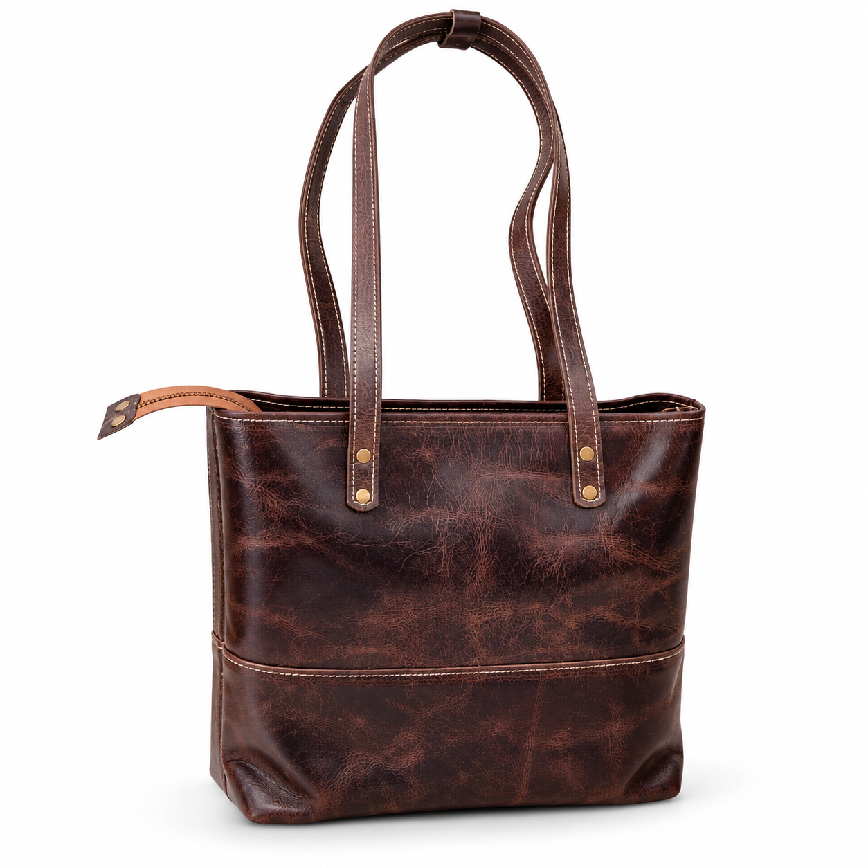 Cognac brown Crazy Horse Leather Tote Bag | Long Handle Women’s Handbag Cognac brown Crazy Horse Leather Tote Bag | Long Handle Women’s Handbag