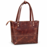 Dark Brown Crazy Horse Leather Tote Bag | Long Handle Women’s Handbag