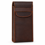 Dark Brown Leather Glasses Cover | Slim Optical Pouch Case