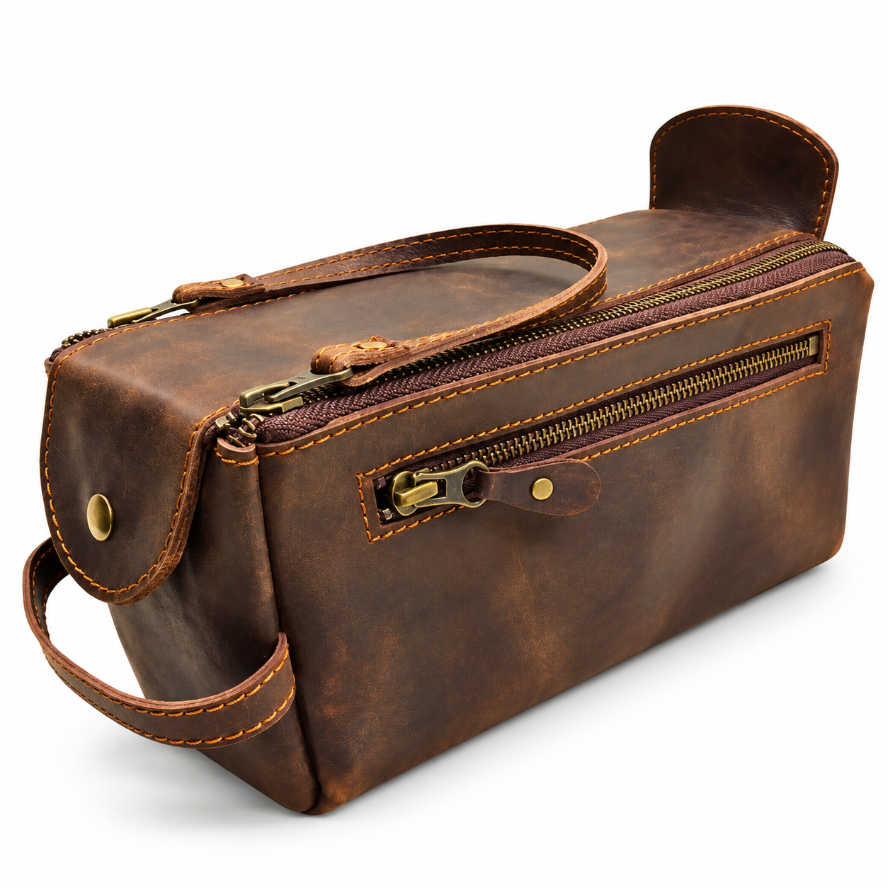 Dark Brown Leather Toiletry Bag | Crazy Horse Dopp Kit | Travel Accessories Dark Brown Leather Toiletry Bag | Crazy Horse Dopp Kit | Travel Accessories