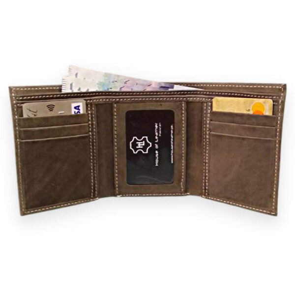 Camel Brown Men's Leather Trifold Wallet